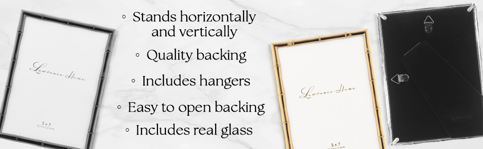 Bamboo design metal picture frames featuring gold, black and silver