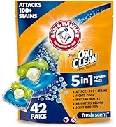 Arm &amp; Hammer Plus OxiClean 5-in-1 Laundry Detergent Power Paks, 42 Count (Packaging may vary)