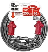Petest Reflective Tie Out Cable with Crimp Cover for Super Dogs Up to 250 Pounds, 40 Feet