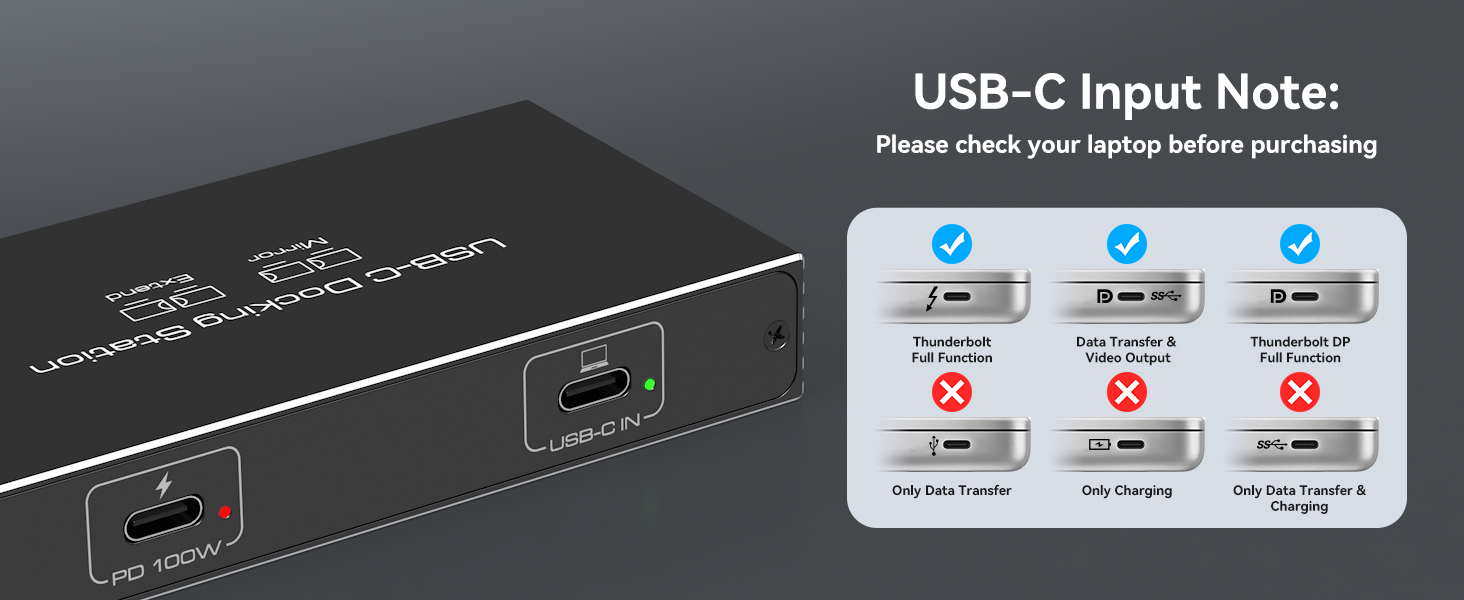 USB-C Input Note: Please check your laptop before purchasing