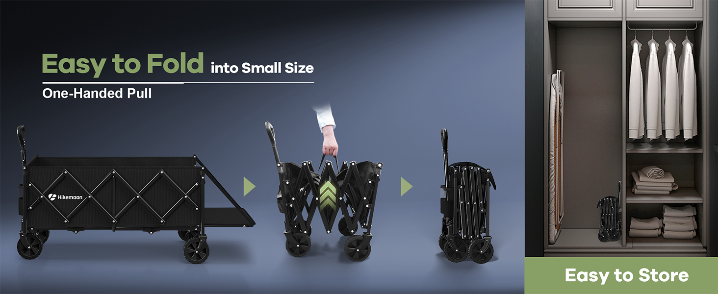 Hikemoon lightweight folding portable wagon easy to store