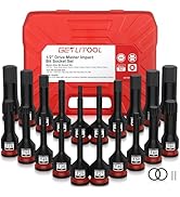 GETLITOOL 20Pcs Impact Allen Bit Socket Set, 1/2" Drive S2 Steel Hex &amp; Torx Bit Sockets with Size...