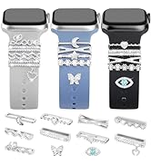 JR.DM 11-Pcs Super Bling Watch Charms with 9-Pcs Decorative Rings Loops 2-Pcs Decoration, Compati...