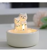 Cute Cartoon Candle Holder,White Handmade Ceramic Candlestick,Tea Light Holders (Kitten)