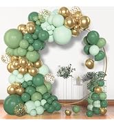 Amandir 148pcs Sage Green Balloon Garland Arch Kit, Different Sizes 18 12 10 5 inch Sage Green Go...