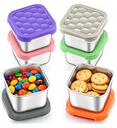 HaWare 6 Packs 6oz Stainless Steel Snack Containers for Kids, Leak Proof Small Metal Food Storage...