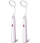 Ceonam 2 Pcs Dental Mirror with Light Tool LED Lighted Teeth Inspection Mirror Anti Fog Curve Ang...