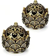 2Pcs Pure Copper Fortune Lotus Incense Holder, Black Brass Cone Incense Burner Holder, Home, Medi...