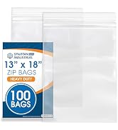 Spartan Industrial - 13” X 18” (100 Count) 4 Mil Thick Clear Reclosable Zip Plastic Poly Bags wit...