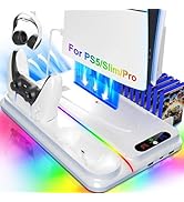 PS5 Cooling Station for PS5/Slim/Pro Disc Digital Console,PS5 Fan Cooling Fan with Dual PS 5 Cont...