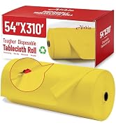 Plastic Table Cloth, 310 Ft X 54 in Plastic Table Cloth Disposable Yellow Table Cloths with Any C...