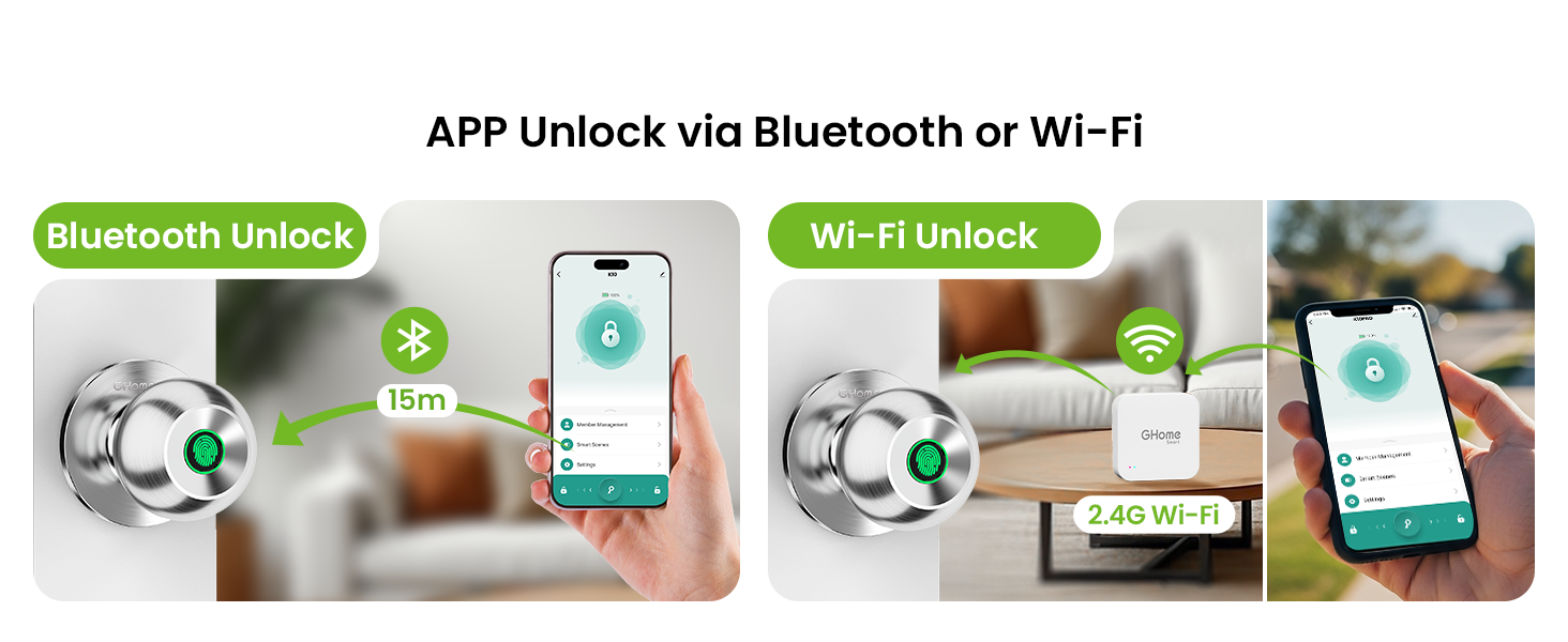 ghome smart door knob keypad fingerprint for bedroom