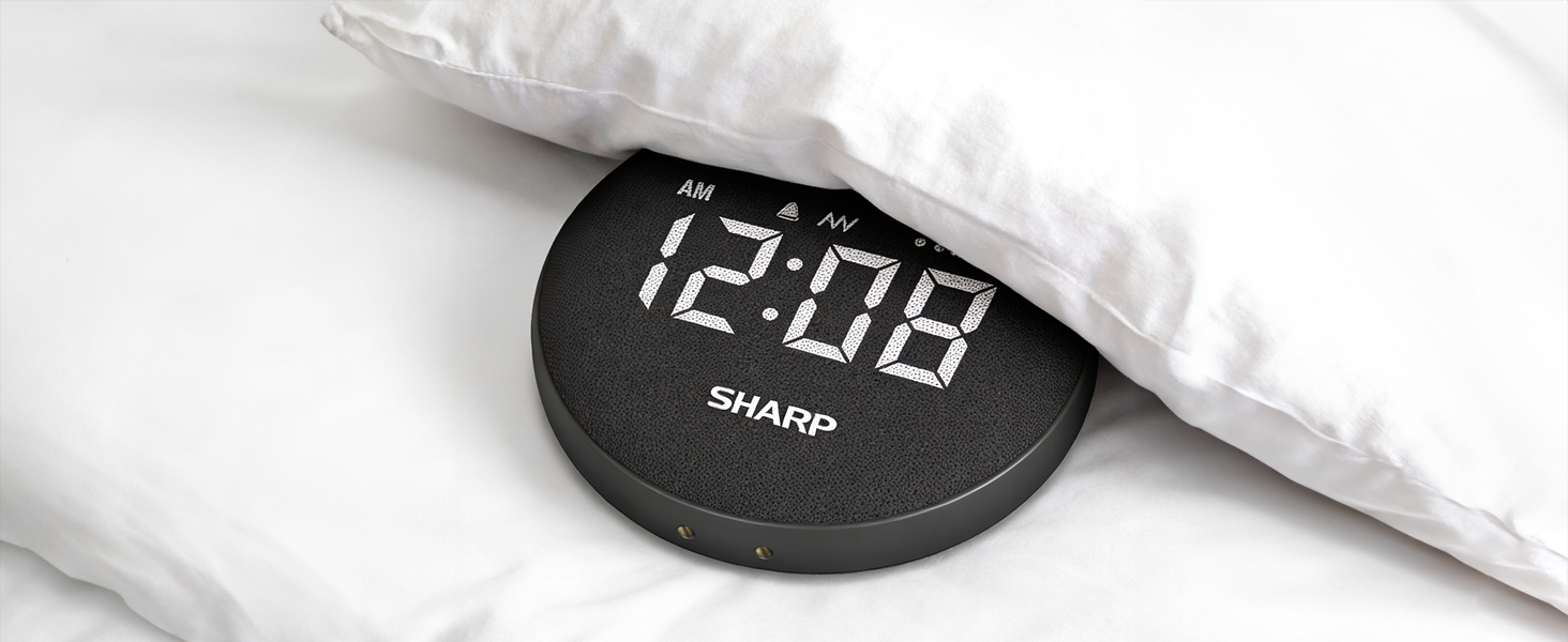 Sharp Super Loud alarm clock under pillow hard to wake up wireless no cords easy to use