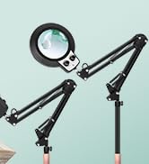 KMDES 2 in 1 Floor Magnifying Glass with Light and Stand, Dual Knob Infinite Color Dimmable 12X&amp;3...