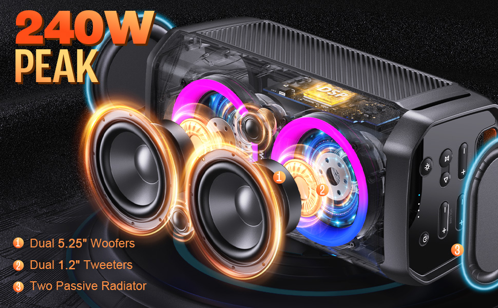 Large Bluetooth Speaker Big Portable Speaker Wireless Waterproof Party Speaker bass loudest outdoor 