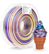 AMOLEN Silk PLA 3D Printer Filament, Shiny Multicolor Rainbow PLA Filament 1.75mm, Fast Color Cha...