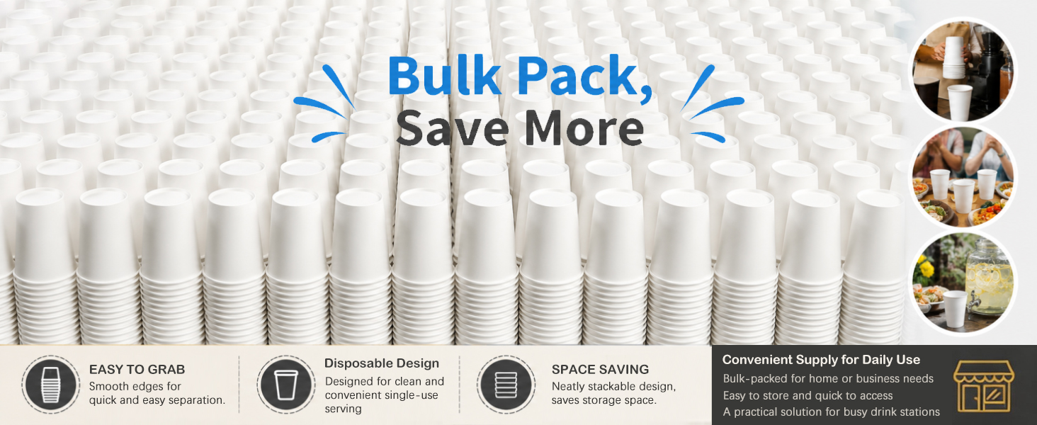 12 oz Disposable Paper Coffee Cups, 100 Count – Leak-Resistant White Cups for Hot &amp; Cold Drinks