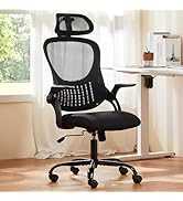 Sweetcrispy Home Office Managerial Executive Chair, High-Back Mesh with Adjustable Headrest, Flip...