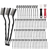 Jikvmis 80 Pcs Mini Wire Brush Stainless Steel Brush Set, Curved Handle Masonry BrushWire Brush f...