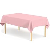 CINSOEN 2 Pack Pink Tablecloth Plastic Rectangle Table Covers PEVA Pink Plastic Table Cloths for ...