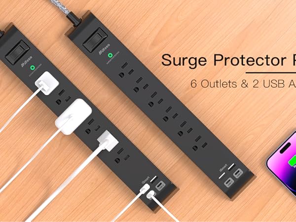 2 pack surge protector power strips