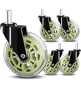 TESUMI Green Office Chair Wheels 3" Inch Roller Blade Rubber Wheels Caster Replacement, 11mm Univ...