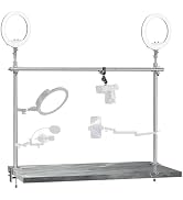 Overhead Camera Mount Rig, Adjustable Aluminum Tabletop Platform for Multi-Device Shooting, Inclu...