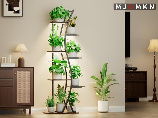 Plant stand with grow lights