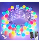 LORRYTE Connectable 100LED Christmas Lights Outdoor Indoor - 43FT Multicolor Globe String Lights ...