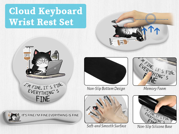 Keyboard Mat Ergonomic Mouse Pad With Wrist Rest Set