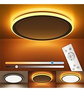 BLNAN 13in LED Flush Mount Ceiling Light Fixture with Remote Control, Dimmable Night Light 2000K,...