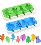 WMKGG Mini Cartoon Silicone Popsicle Molds for Kids, 2 PCS Popsicles Molds with Sticks and Lids, ...