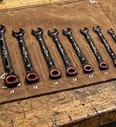 ironcube Ratcheting Wrench Set 16 Piece - Metric and Standard - Black Combination Ratchet Wrenche...