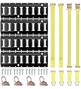 EYPINS E Track Rail Tie Down Kit - 4x16 Alloy Steel Rails, 2x12' Straps, D-Rings & O-Rings, 4400l...