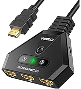 HDMI Switch 4K HDMI Splitter, Automatic HDMI Switch 3 in 1 Out with Pigtail HDMI Cable, 3 Ports H...