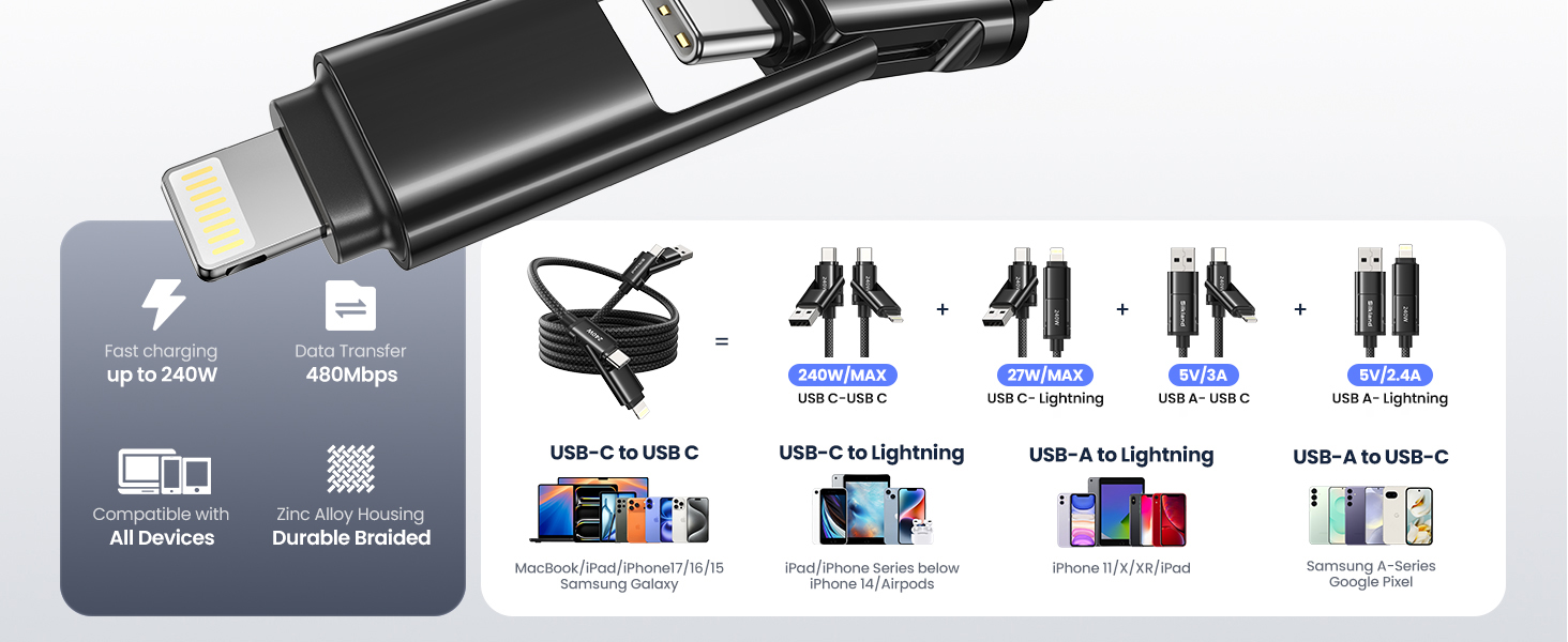 4 in 1 charging cable