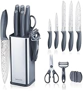 RAXCO 10 Pieces Kitchen Knife Set-5 set of Knives,5 Knife Block &amp; Accessories-Fits for Apartment ...