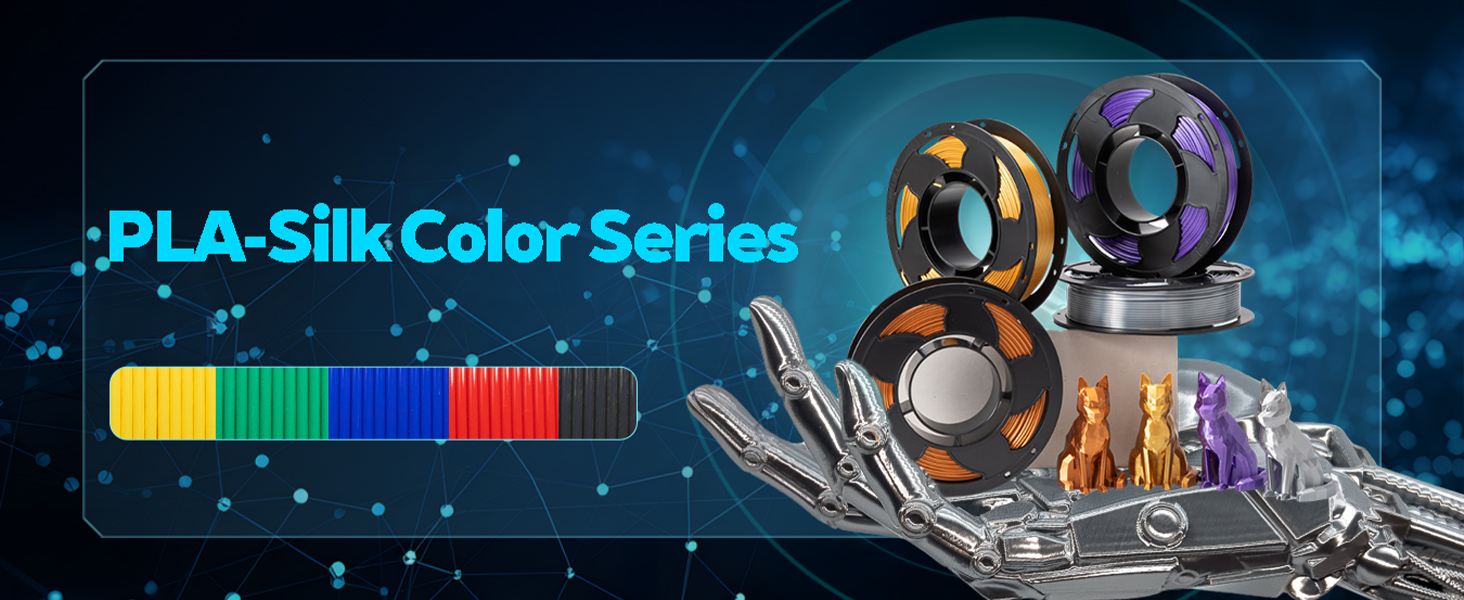 Toksen3D printing filament PLA PETG TPU gradient bi dual tri color rainbow filament