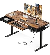 AODK Electric Standing Desk with Drawers &amp; Keyboard Tray, 47 Inch Height Adjustable Small Desk wi...