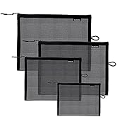SUPACOOL Set of 4 Black Travel Mesh Cosmetic Makeup Organizer Bags with Zipper diaper bag organiz...