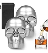 LULLEA 2Pcs Skull Whiskey Stones, Novelty Skull Gifts for Men Dad Brother | Reusable Stainless Ic...