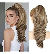 18" Claw Clip Pony Tails Hair Extensions for Women Ponytail Extension Clip On Ponytails, 2-In-1 D...