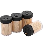 MHREN Toothpick Dispenser, 3000 Count Bamboo Toothpicks with 4 Reusable Toothpick Dispenser, Stur...