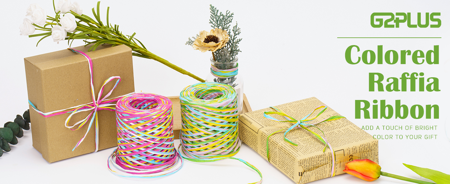4 Colored Raffia Ribbon