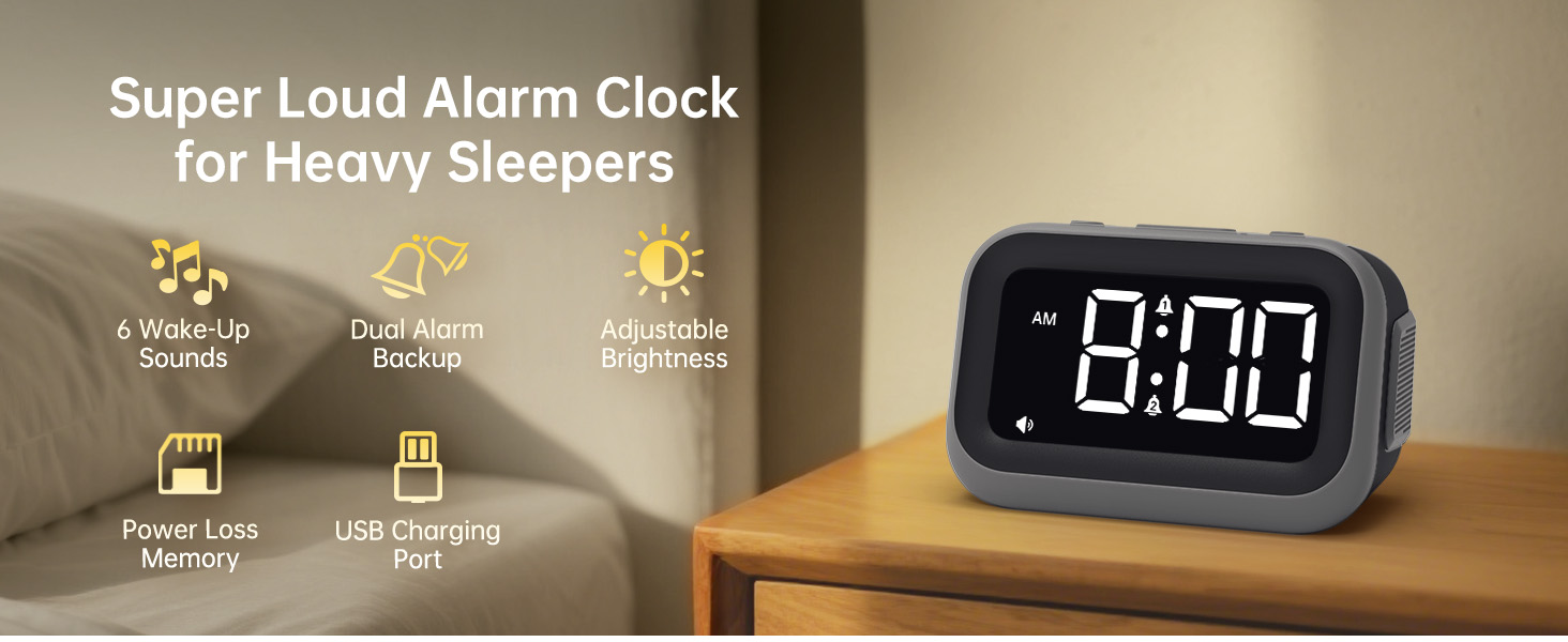 Super Loud Alarm Clock for Heavy Sleepers