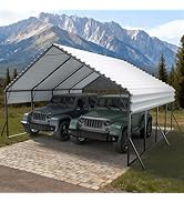 SAILARY Metal Carport 20x20 ft Heavy Duty Car Port Outdoor Canopy Steel Roof with Reinforced Fram...
