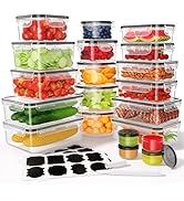 KEMETHY 40 Pcs Food Storage Containers with Lids Airtight (20 Containers &amp; 20 Lids), Plastic Meal...