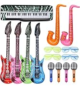 15 PCS Inflatable Guitar Musical Instrument Balloons Disco Hip Hop 70s 80s 90s Party Decoration P...