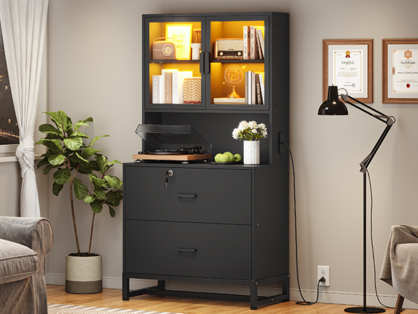 file cabinet with bookshelves