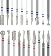 MelodySusie 20Pcs Nail Drill Bits Set, 3/32 Inch Diamond Cuticle Nail Bits Kit for Nail Drill E-F...